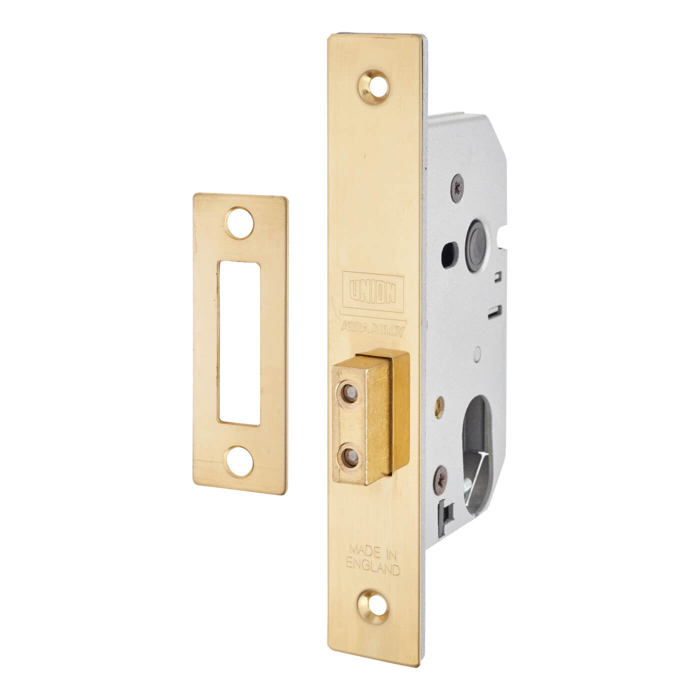 Oval 2141 Deadlock - 77mm Case - 57mm Backset - Polished Brass - view 2