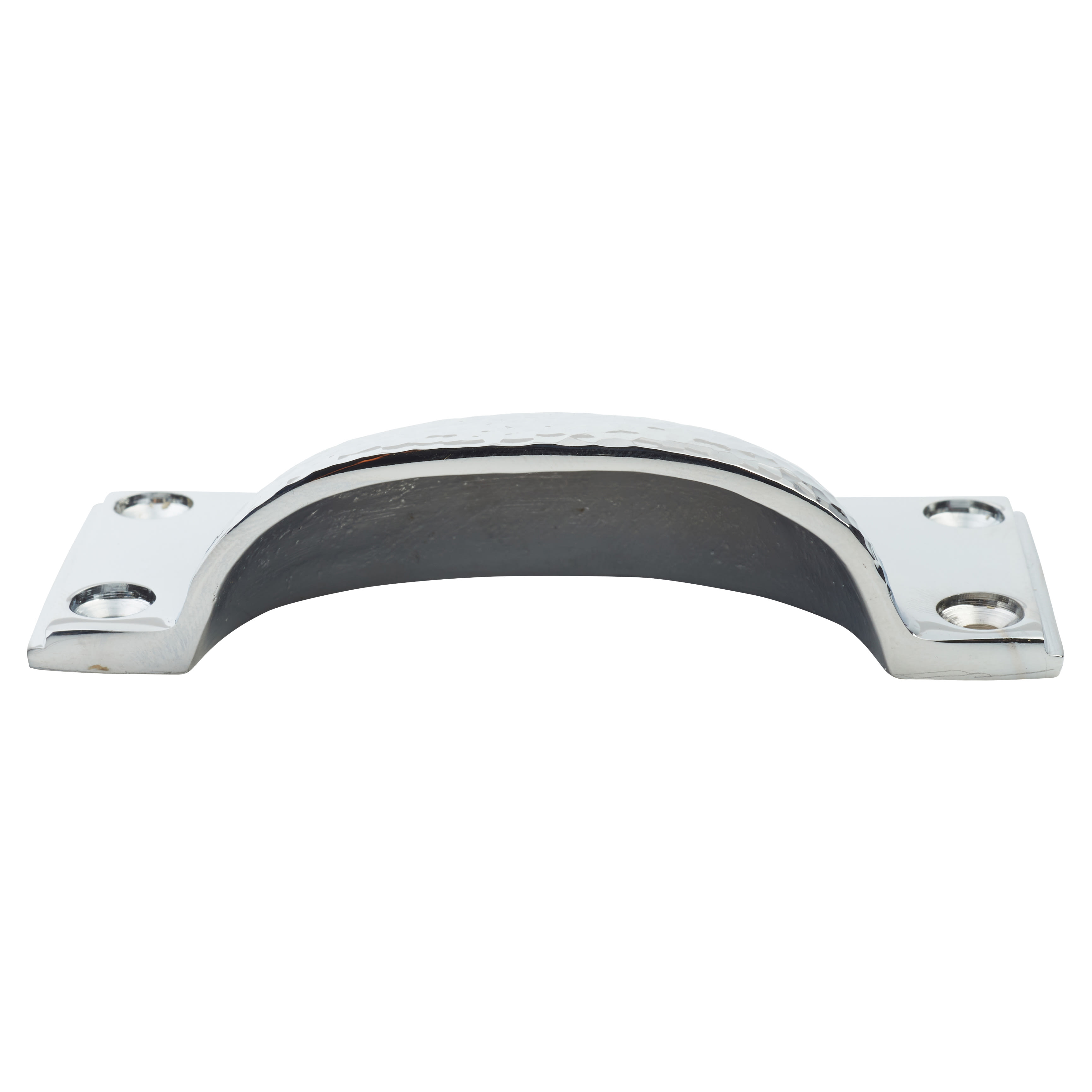 Hammered Art Deco Cabinet Cup Handle - 84mm Centres - Polished Chrome - view 2