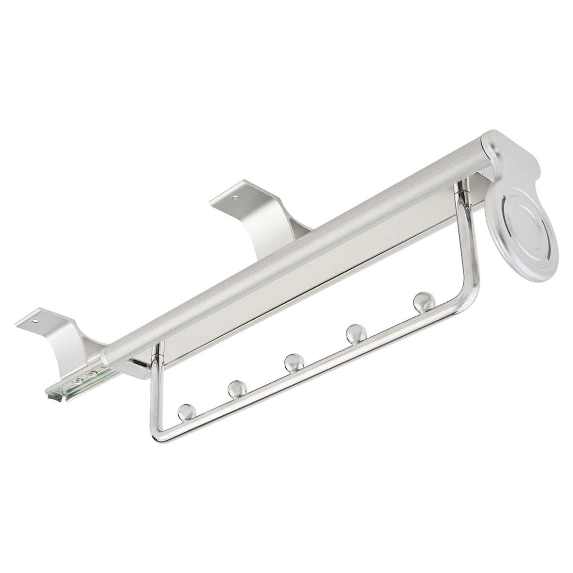 Slide Out Wardrobe Rail - 310-470mm - Max Weight 15kg - Satin Silver - view 3