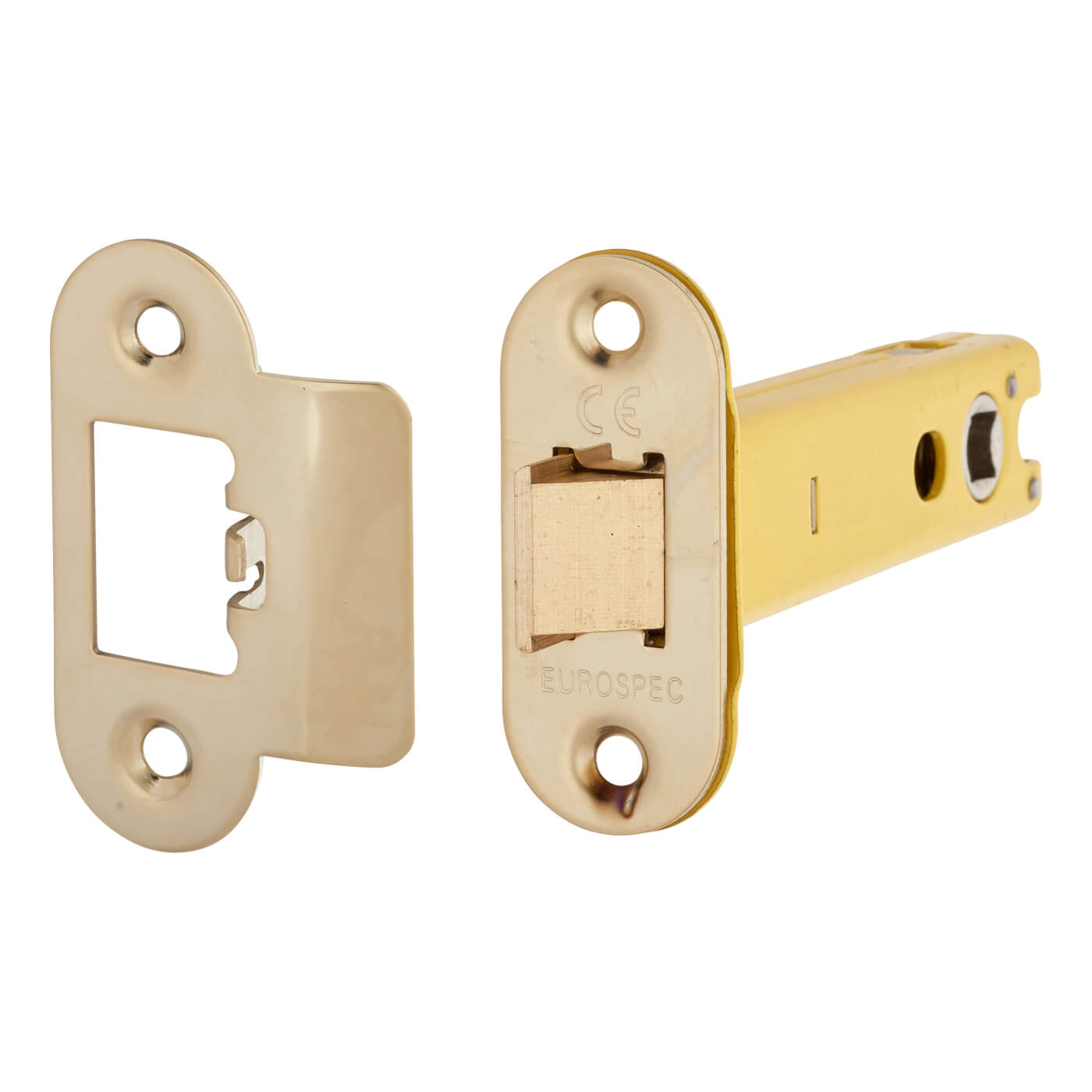 Heavy Duty Bolt Through Tubular Latch - 103mm Case - 82mm Backset - Radius - PVD Brass - view 2