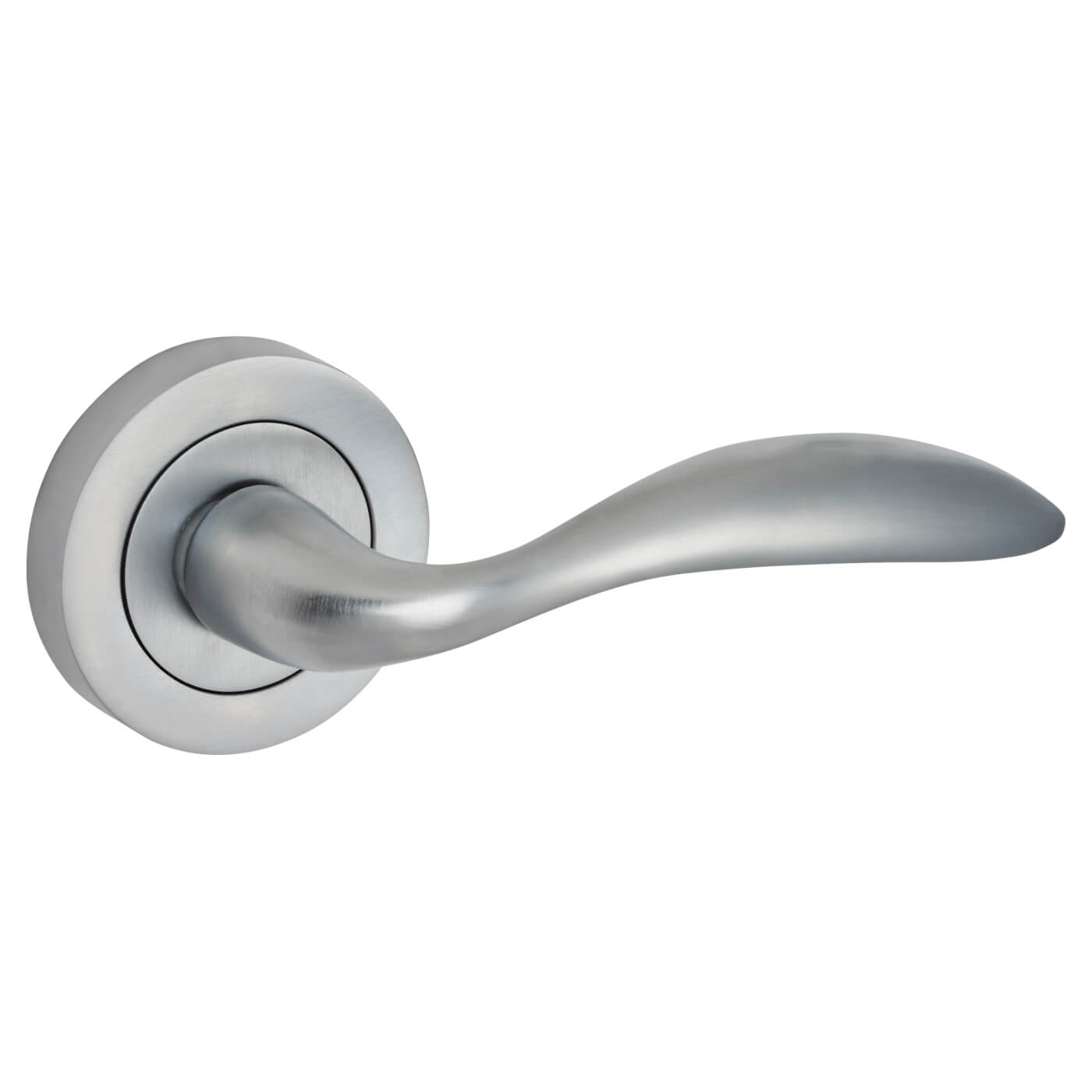Satin Chrome Door Handles on Round Rose - Morgan Range - view 3