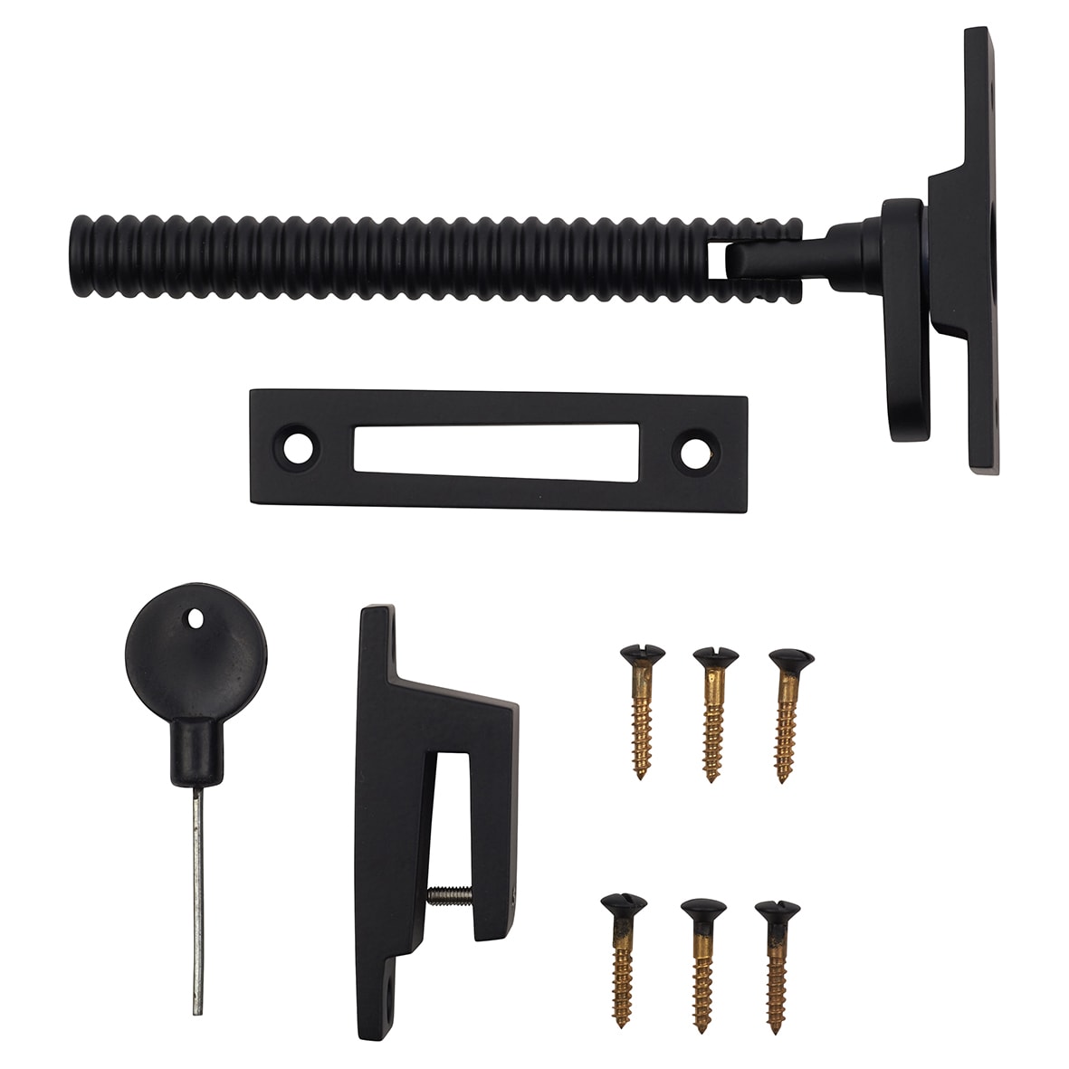 Iris Reeded Locking Mortice & Hook Plate Window Fastener - Reversible - Matt Black - view 5