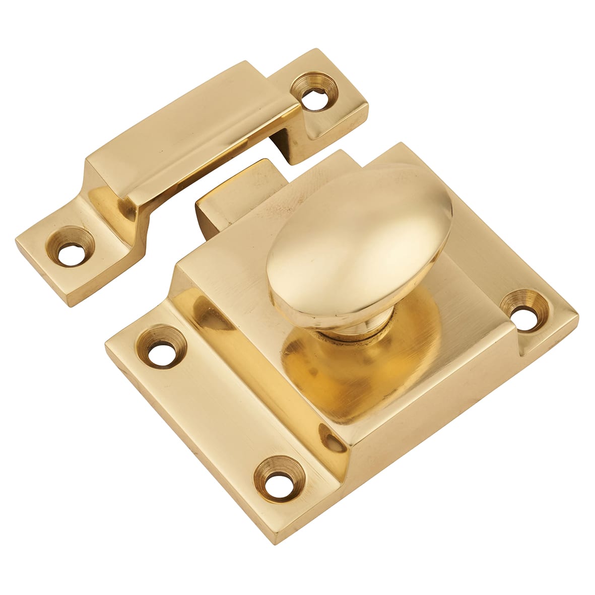 Box Style Cupboard Catch - 55 x 40 x 35mm - Polished Brass - view 2