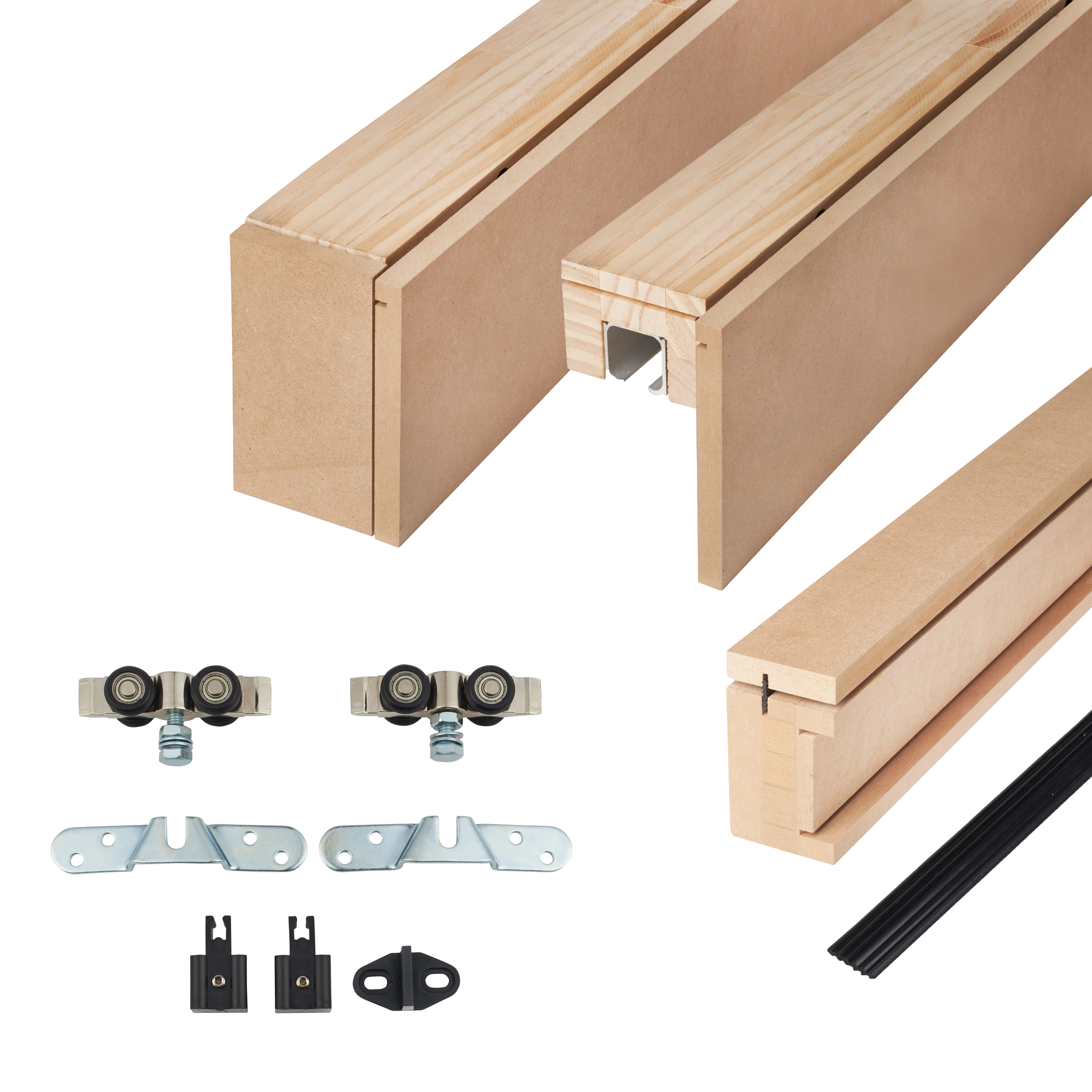 Sliding Door Gear Kit with Pelmet & Post - 2000mm Track - 60kg Max Door Weight - Unpainted - view 4