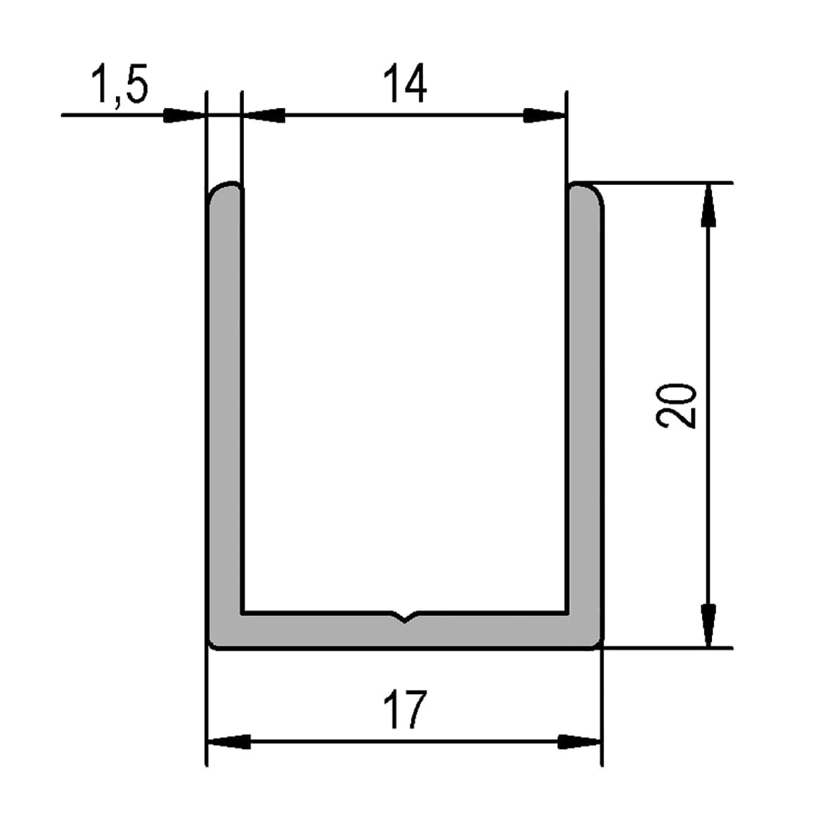 2500mm U Channel - 10-12mm Glass Shower Doors & Panels - Black - view 2