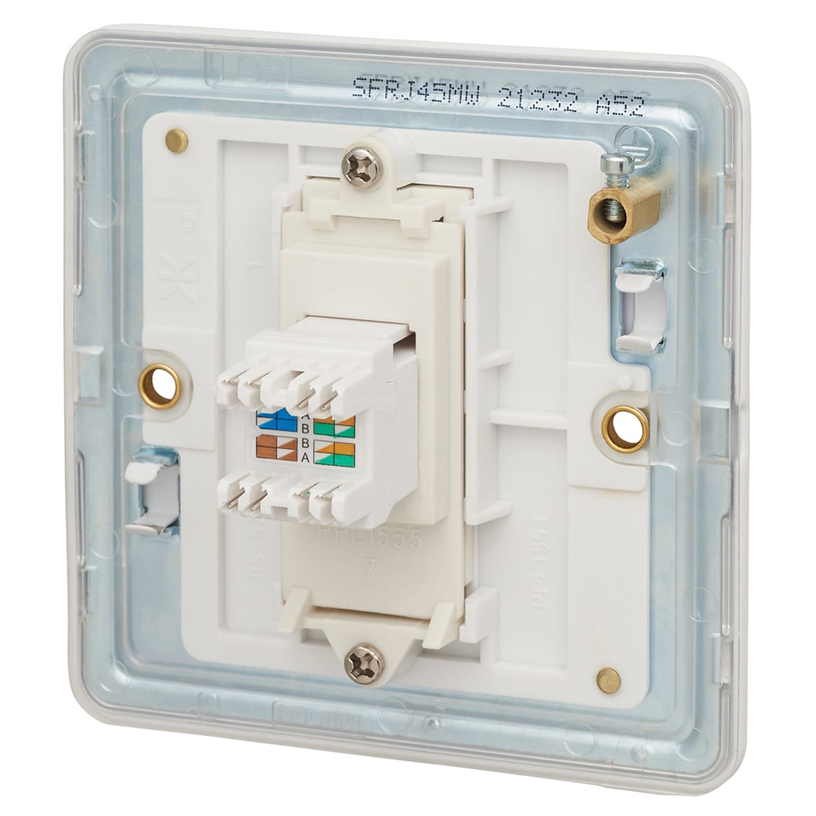 1 Gang Screwless Flat Plate Data Socket - Matt White - view 2