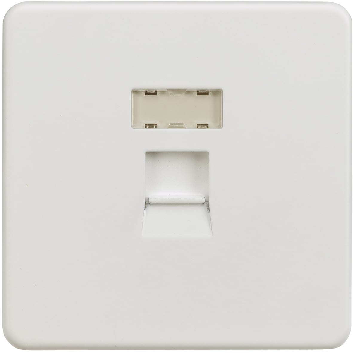 1 Gang Screwless Flat Plate Data Socket - Matt White - view 3