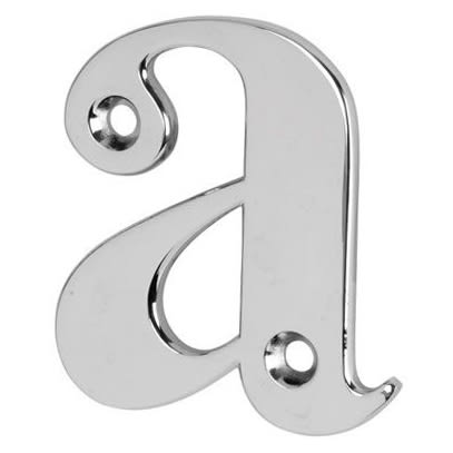 55mm Screw Fix Door Letter - a - Bright Chrome - view 2