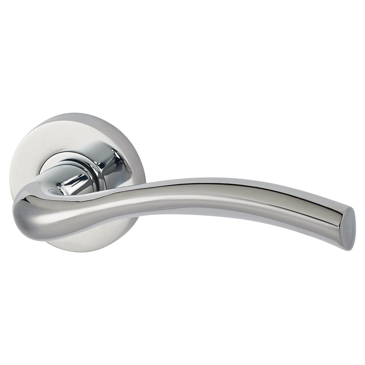 Polished Chrome Latch Door Handles on Rose Pack - Passage - Solar Range - view 2