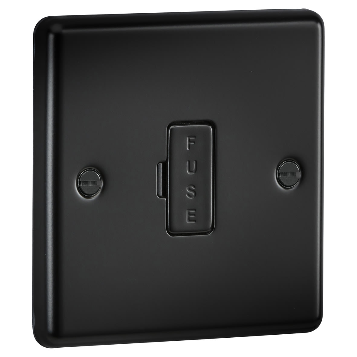 13A 1 Gang Round Edge Unswitched Fused Spur - Matt Black - view 2