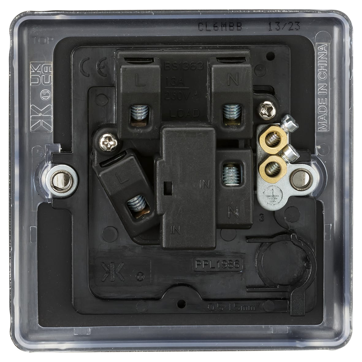13A 1 Gang Round Edge Unswitched Fused Spur - Matt Black - view 4