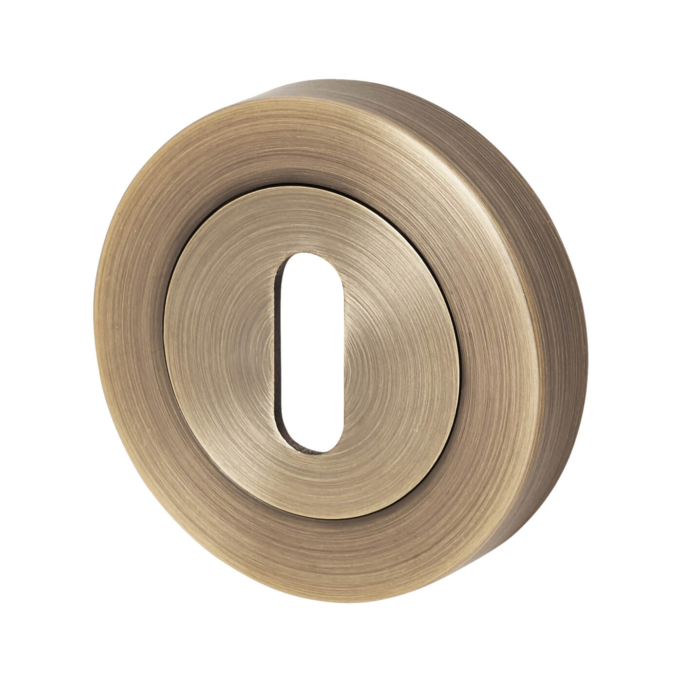 Escutcheon - 52mm Diameter - Keyhole - Antique Brass - view 2