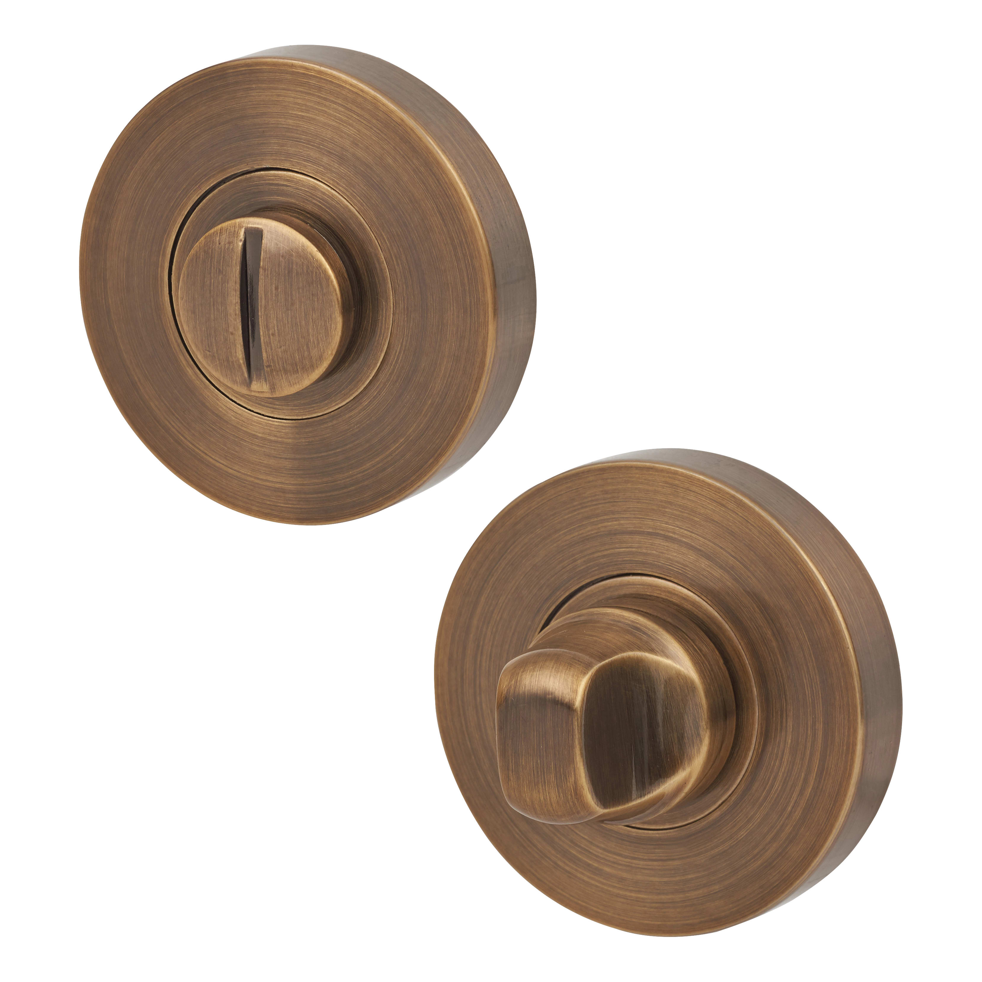 Bathroom Turn & Release - 52mm Diameter - Antique Brass - view 2