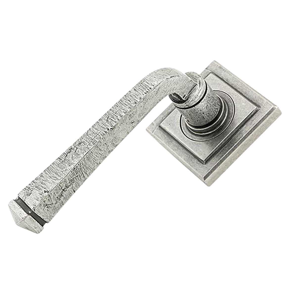 Pewter Door Handles on Square Rose - Avon Range - view 2