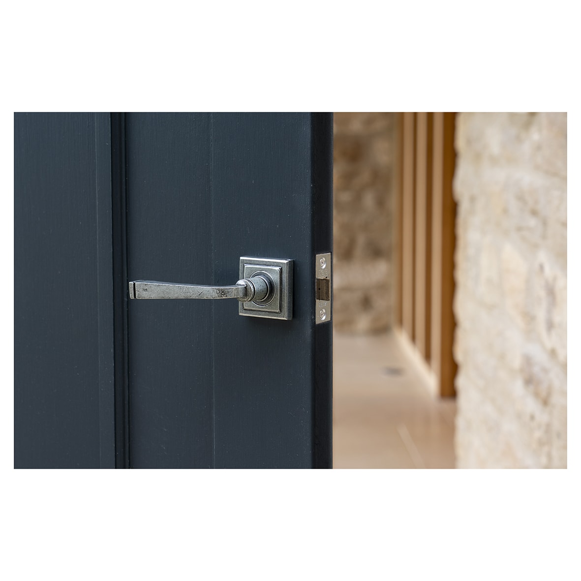 Pewter Door Handles on Square Rose - Avon Range - view 4