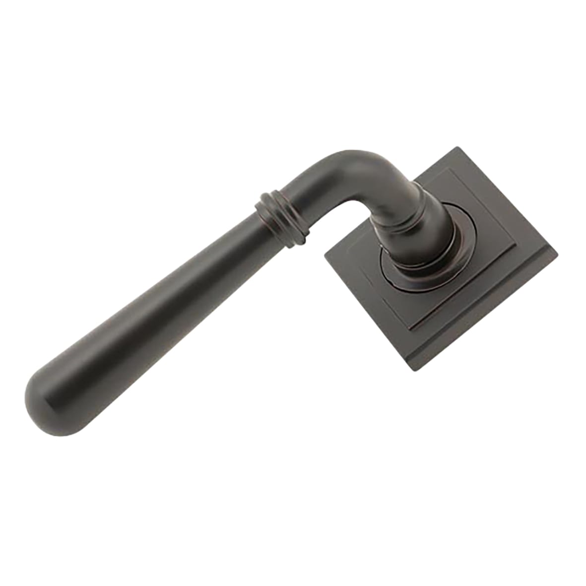 Aged Bronze Door Handles on Square Rose - Newbury Range - view 2