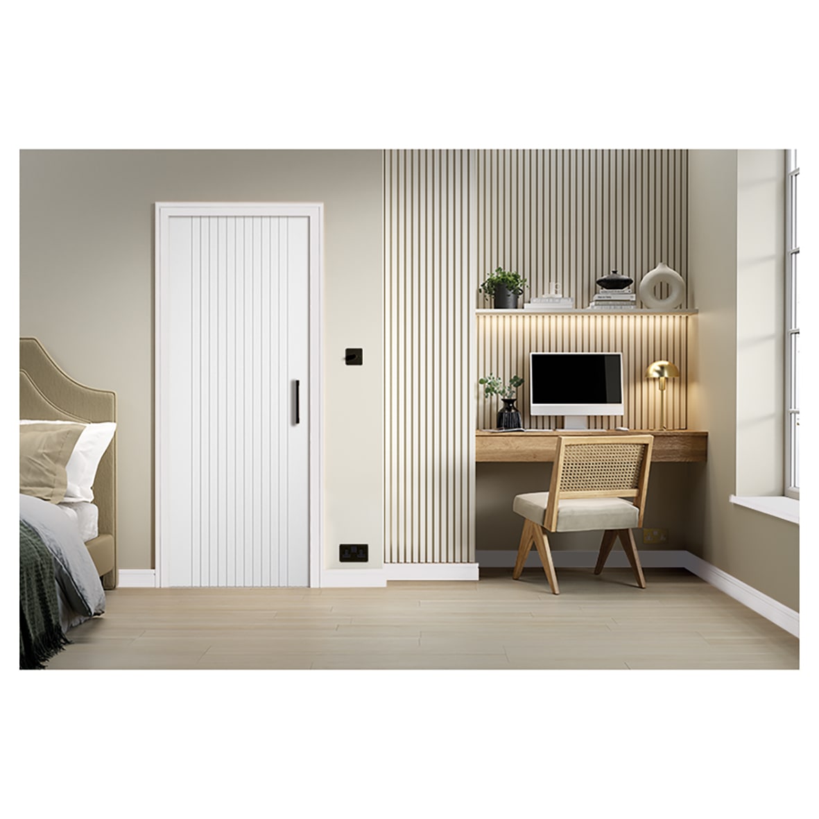 Black Sprung Fire Rated Door Handles on Square rose - CR-105 Range - view 2