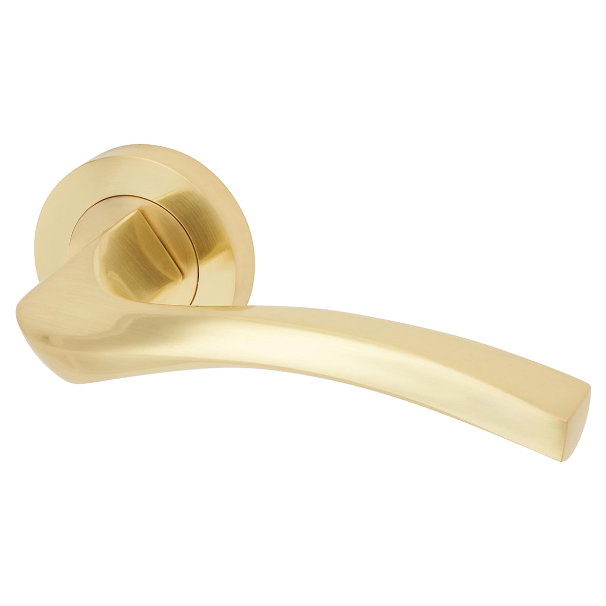 Brass Satin Brass Latch Door Handles on Rose Ultimate Door Pack - Sines Range - view 2