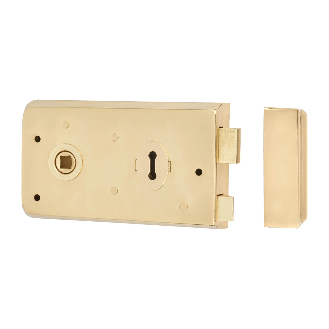 Plain Edge Rim Sashlock - 140 x 80mm - Brass - view 2