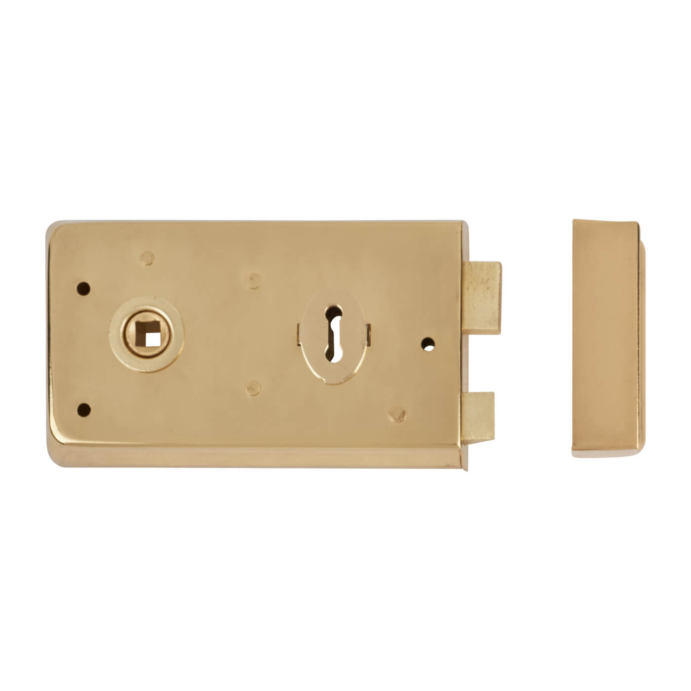 Plain Edge Rim Sashlock - 140 x 80mm - Brass - view 3