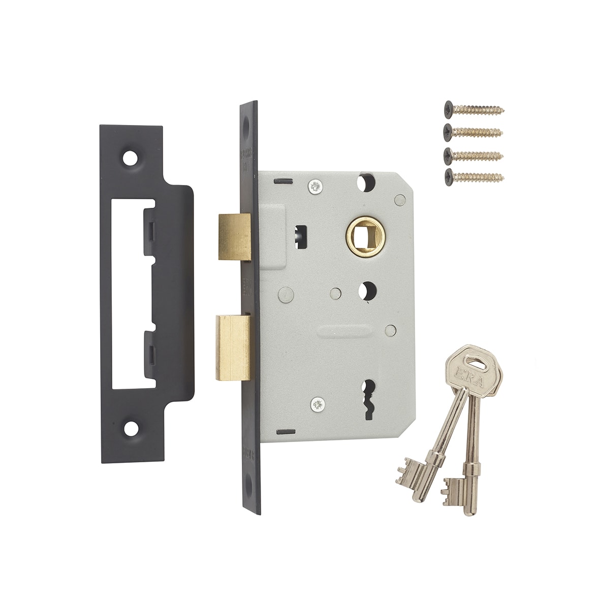 3 Lever Sashlock - 64mm Case - 44mm Backset - Matt Black - view 2