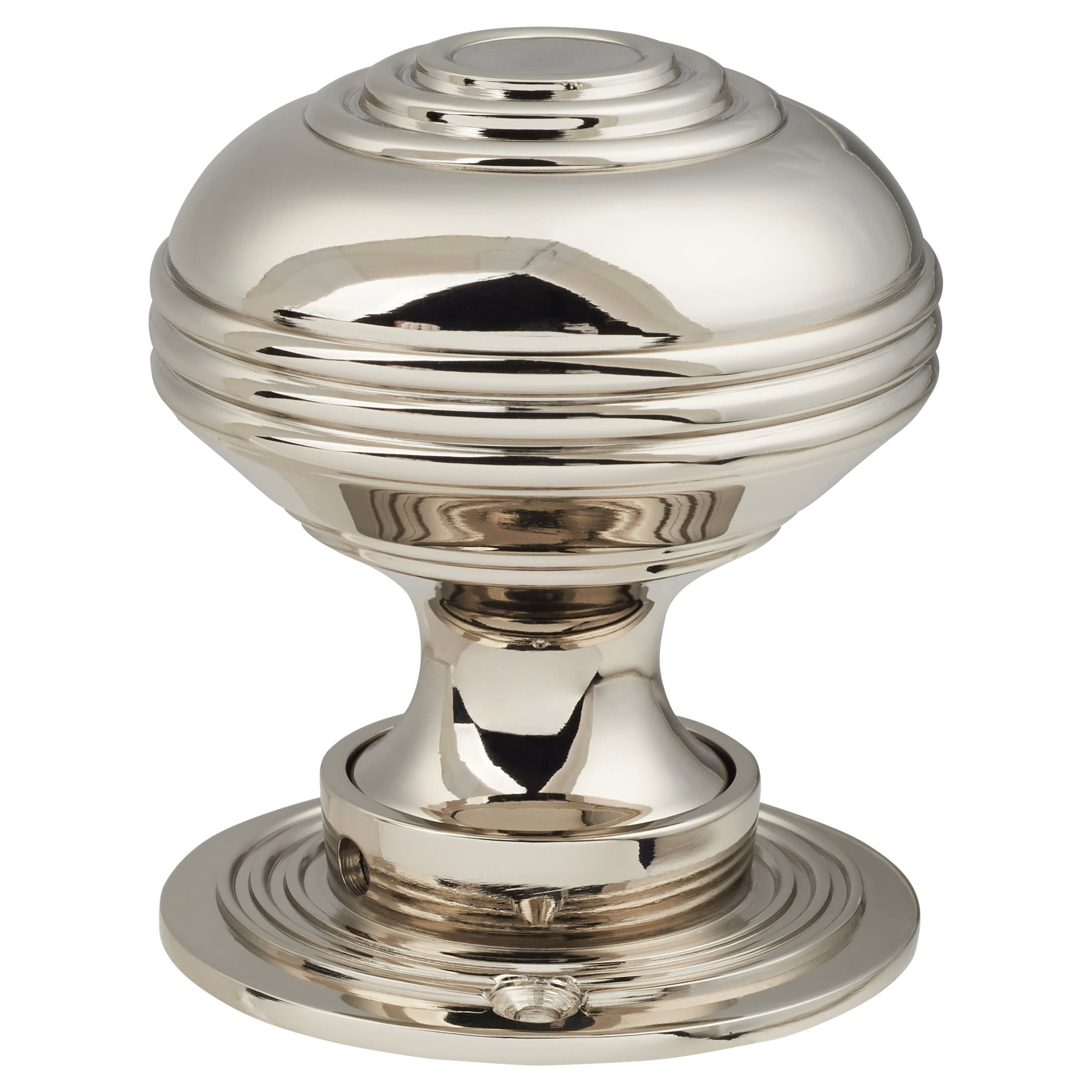 Polished Nickel Georgian Ringed Mortice/Rim Door Knob - 65mm Rose Diameter - view 2