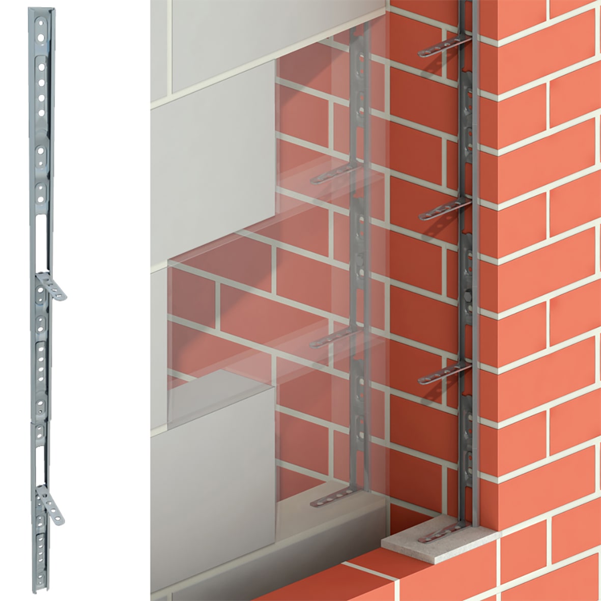 Universal Extension Wall Starter - 2236 x 33mm - Stainless Steel - view 5