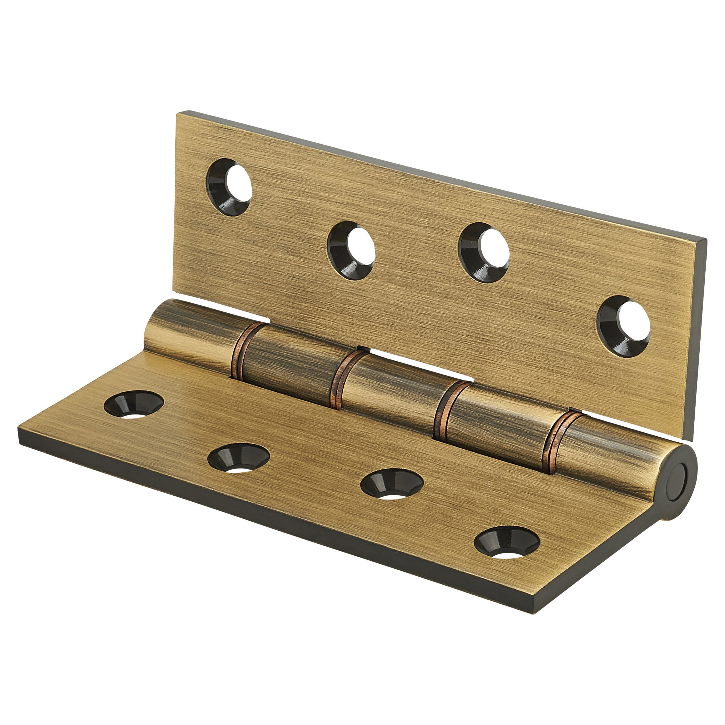 Double Phosphor Bronze Washered Butt Door Hinge - 100 x 75 x 4mm - Antique Brass - Pair - view 3