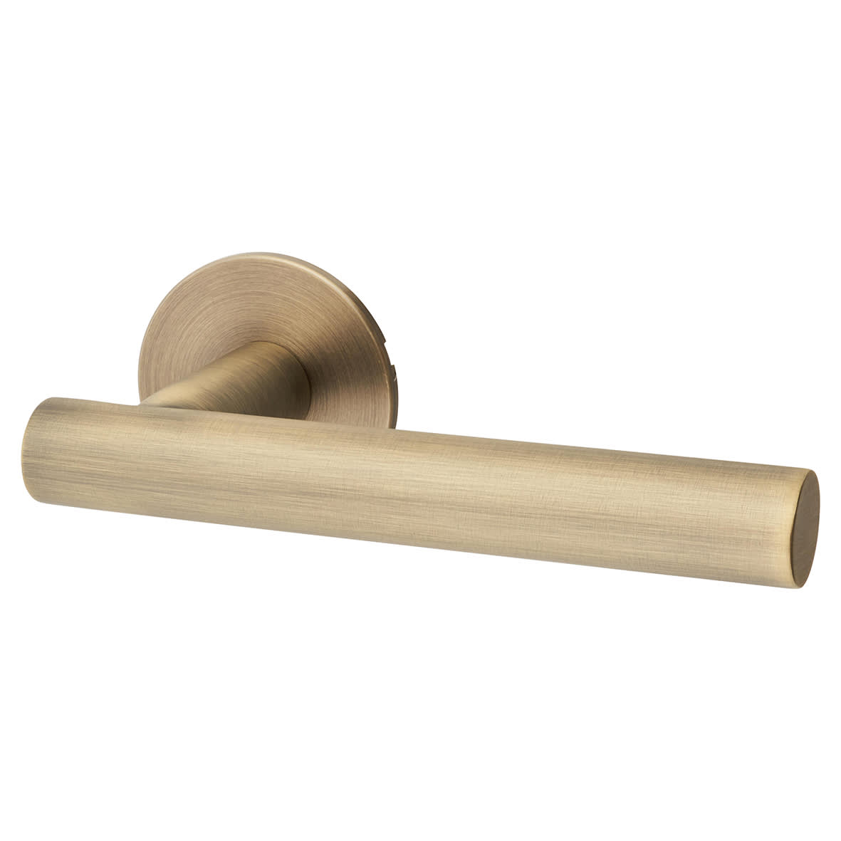 Matt Antique Brass Door Handles on Round Slim Rose - Schema Vinklad Range - view 2