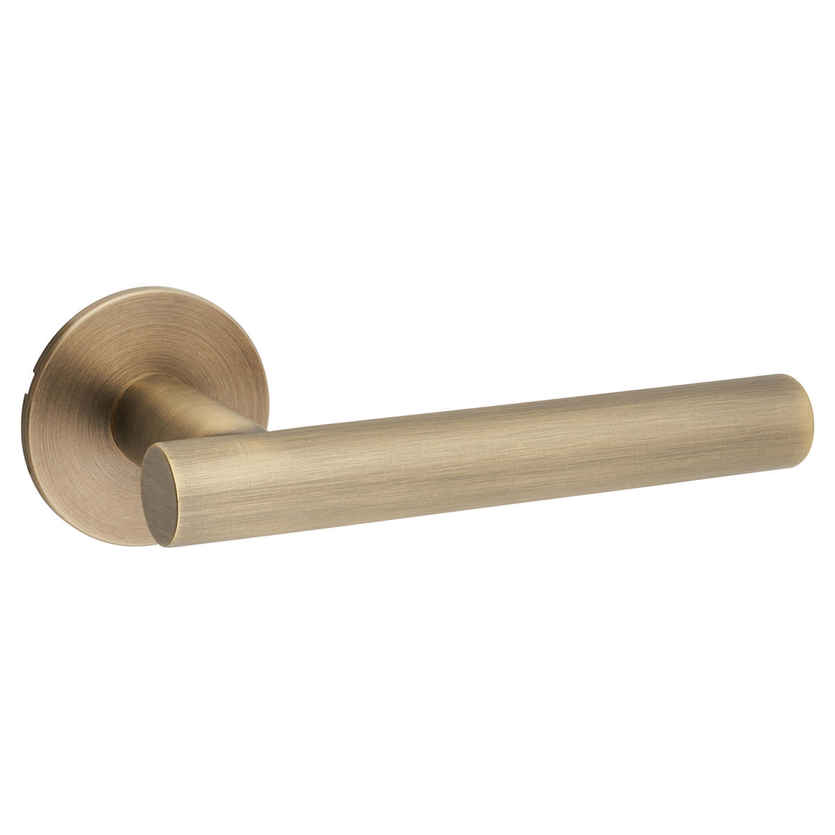 Matt Antique Brass Door Handles on Round Slim Rose - Schema Vinklad Range - view 3