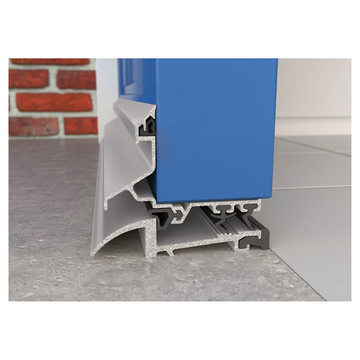 Mobility Low Weatherbar Kit - 914mm Length - Inward Opening Doors - Silver Aluminium - view 2