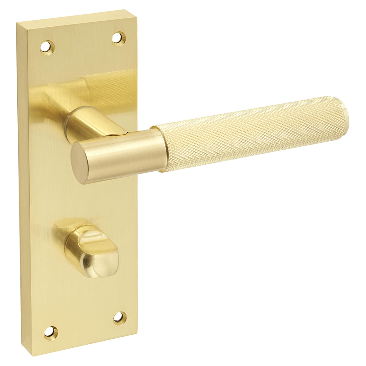 Satin Brass Knurled Bathroom Door Handles - Remi Range - 155 x 55mm - view 5