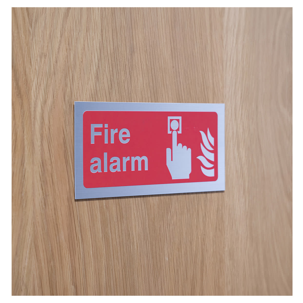 Fire Alarm Symbol Sign - 200 x 100mm - Metallic Rigid Plastic - view 2