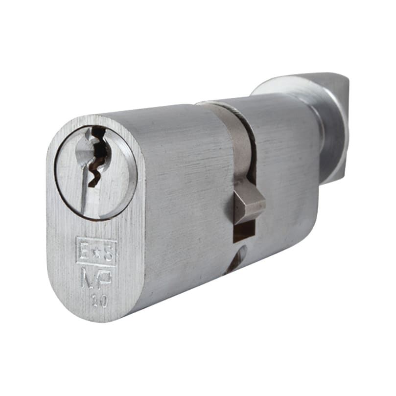 10 Pin 70mm Oval Thumbturn Cylinder - 35mm Turn + 35mm - Satin Chrome - Keyed to Differ - view 2