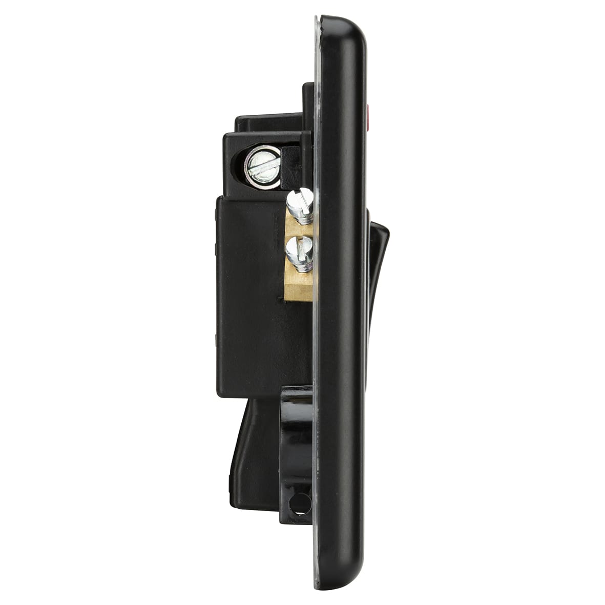 13A 1 Gang Round Edge Switched Fused Spur with Neon - Matt Black - view 3