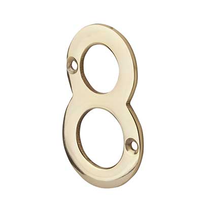76mm Screw Fix Door Numeral - 8 - Polished Brass - view 2