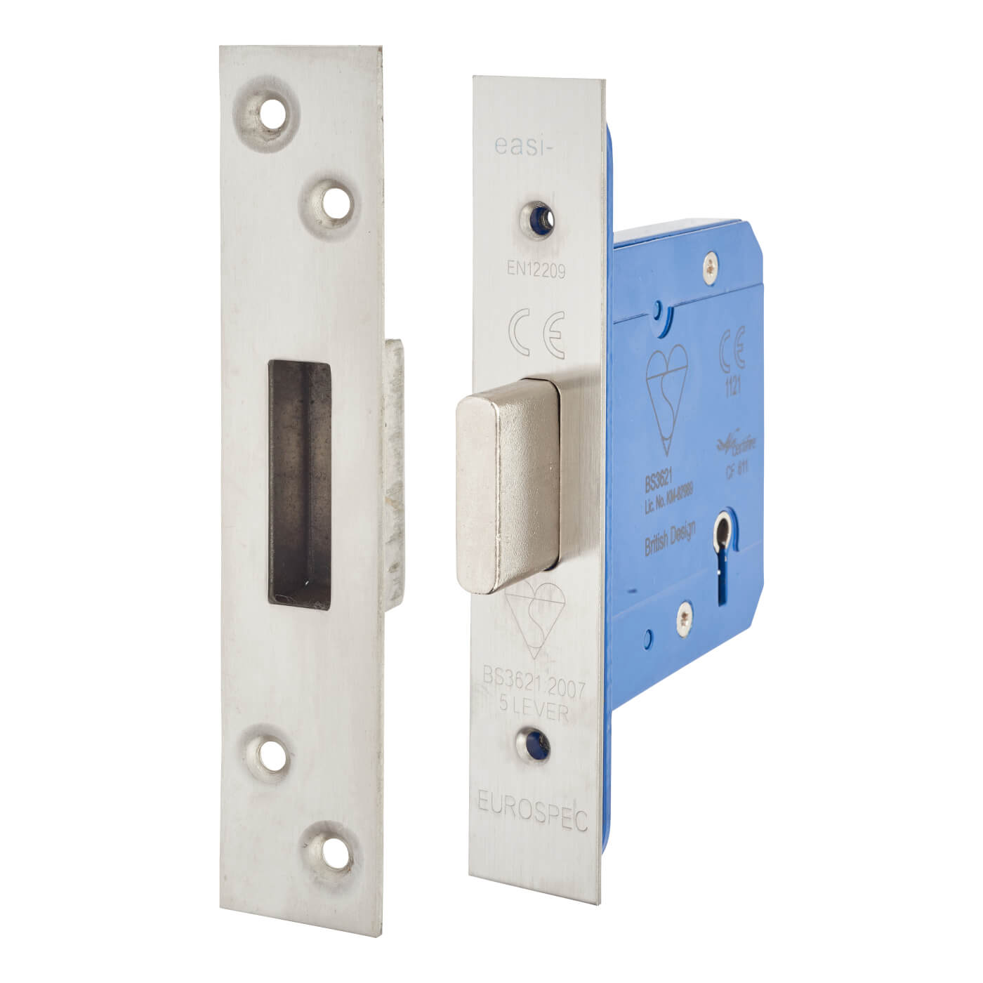 5 Lever Deadlock - 78mm Case - 57mm Backset - Satin Stainless Steel - view 2