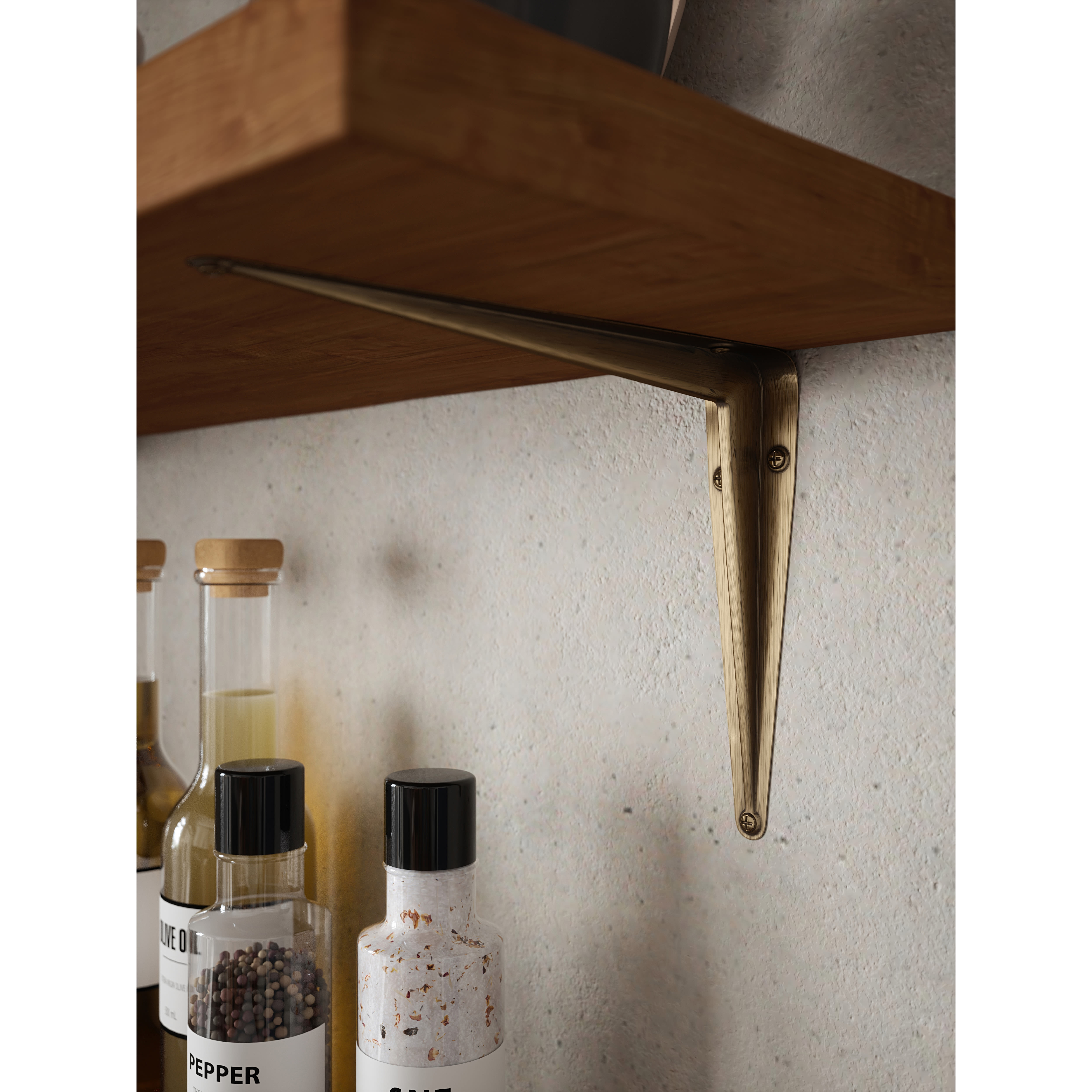London Pattern Shelf Bracket - 200 x 150mm - Antique Brass - view 2