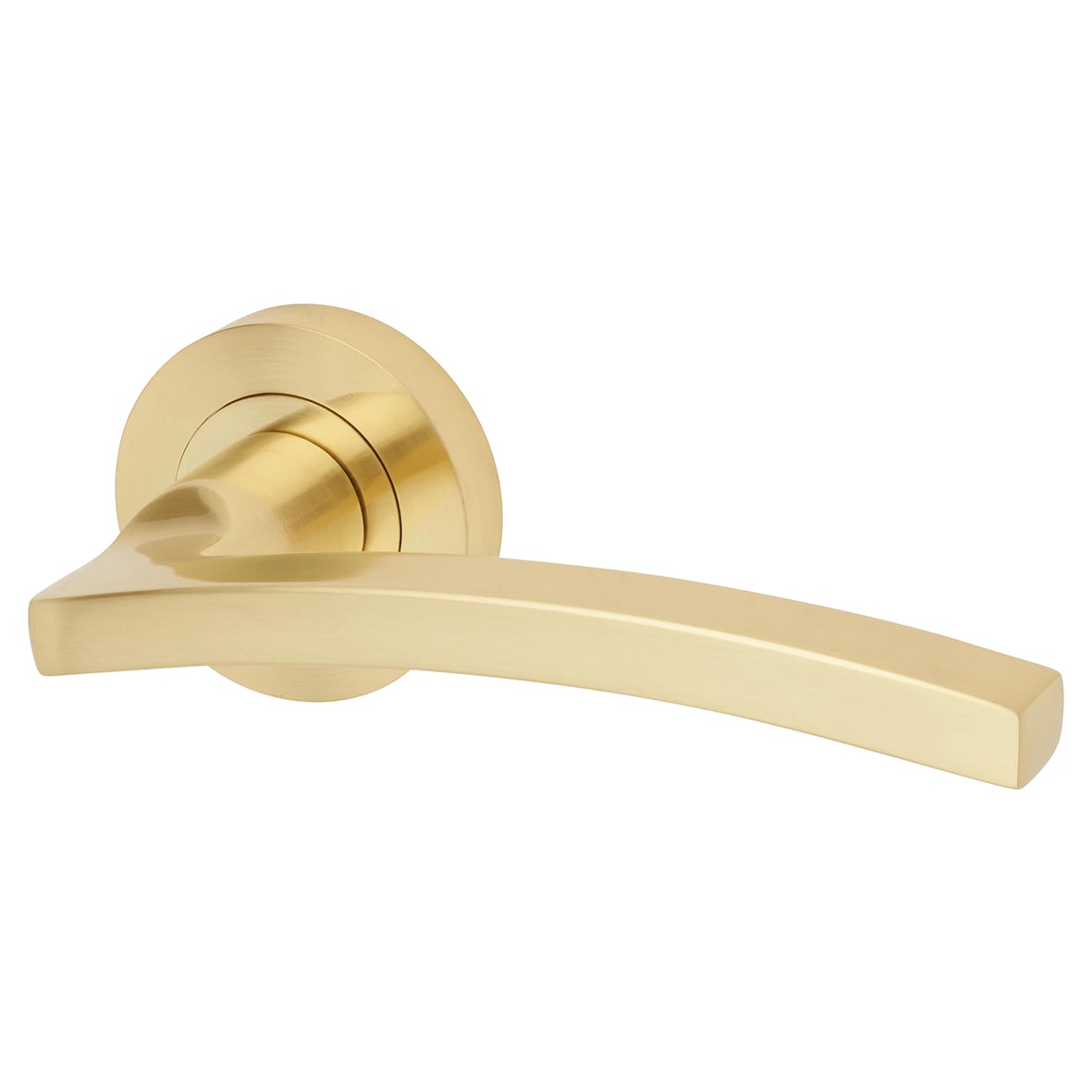 Brass Satin Brass Latch Door Handles on Rose Ultimate Door Pack - Tavira Range - view 2