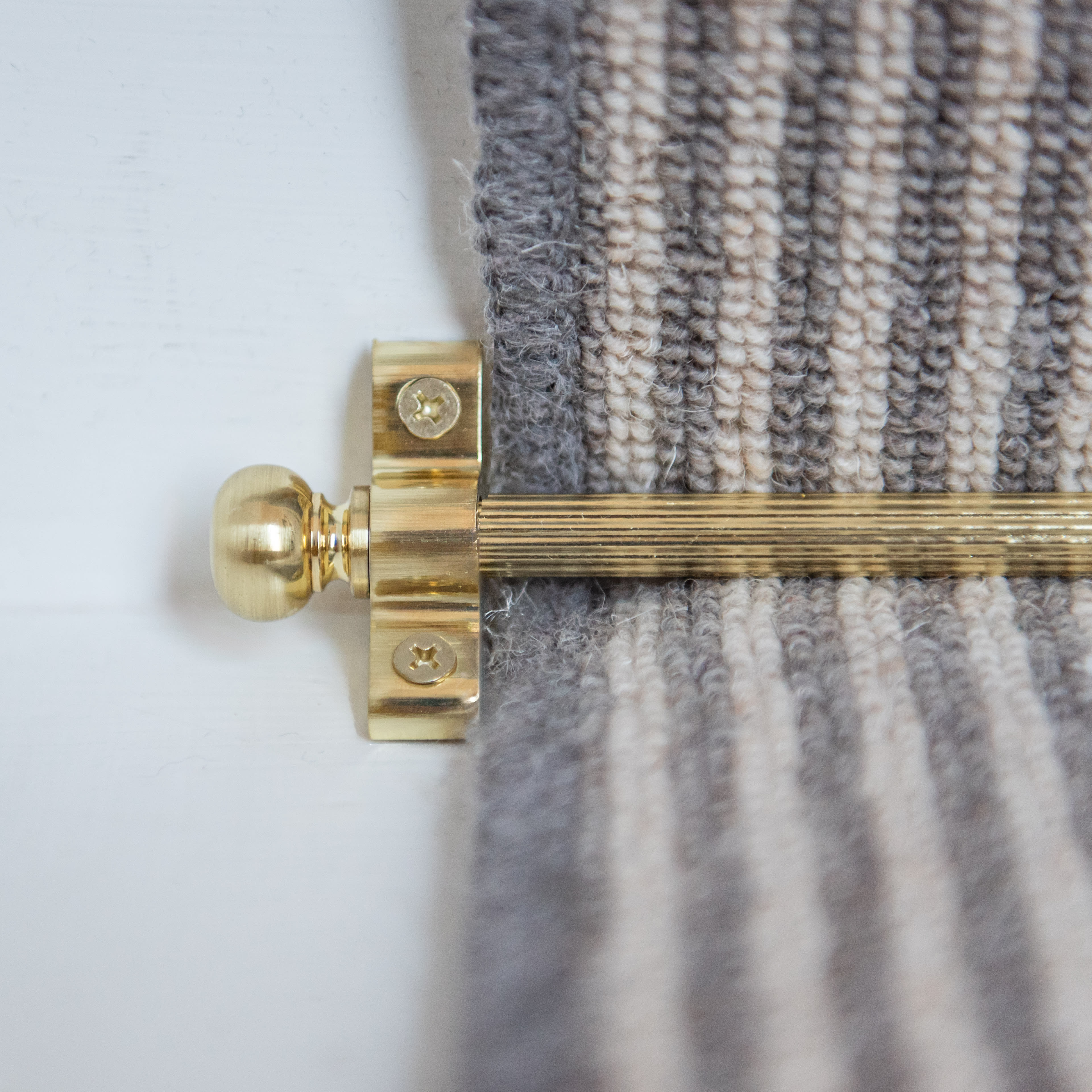 Lines Stair Rod with Round Bulb Finials - 900mm Length - Satin Brass - view 5