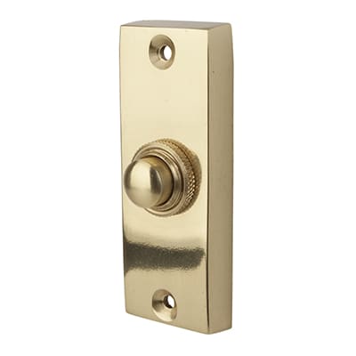 Polished Brass Rectangular Plain Edge Period Bell Push - 80 x 30mm - view 2