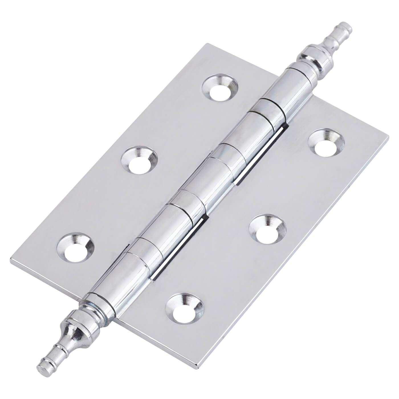 Finial Washered Butt Door Hinge - 75 x 50 x 2mm - Polished Chrome - Pair - view 2