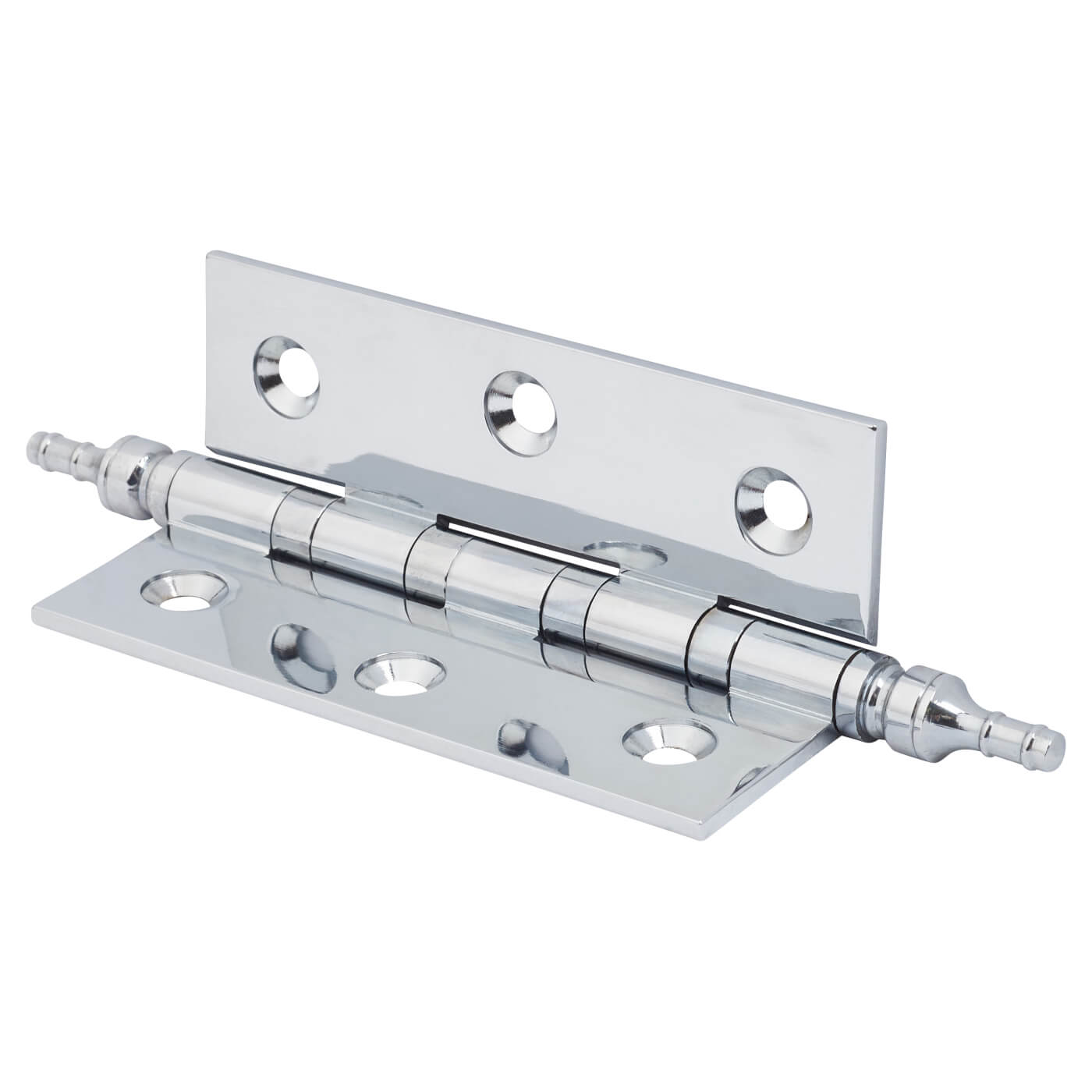 Finial Washered Butt Door Hinge - 75 x 50 x 2mm - Polished Chrome - Pair - view 3