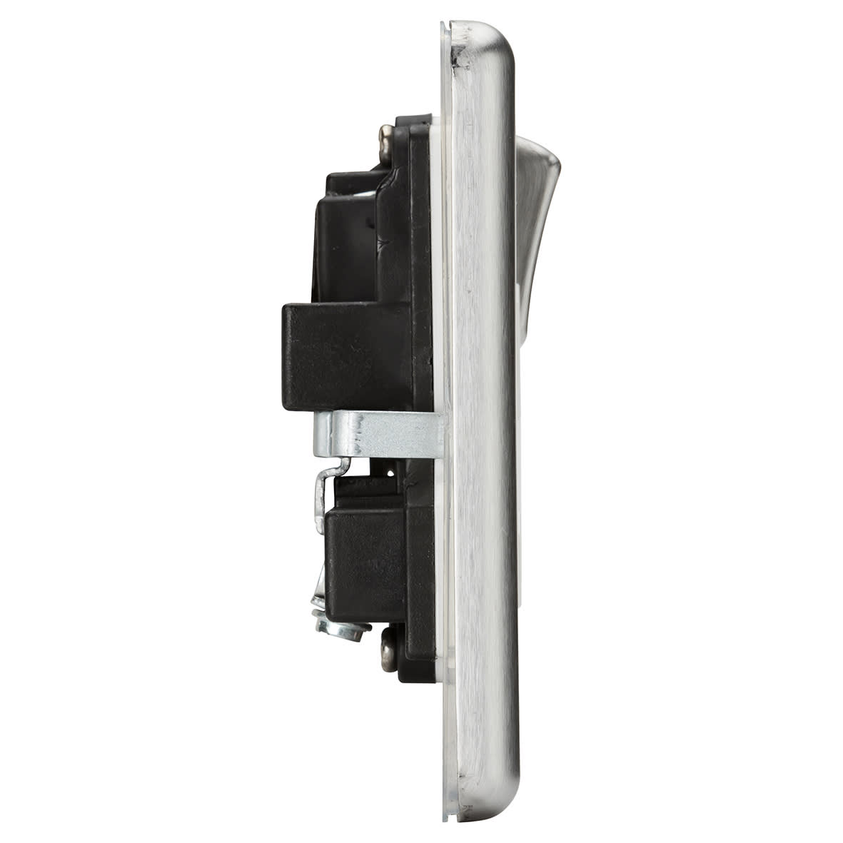 13A 2 Gang DP Switched Socket with Twin Earths - Brushed Chrome with White Insert - view 3