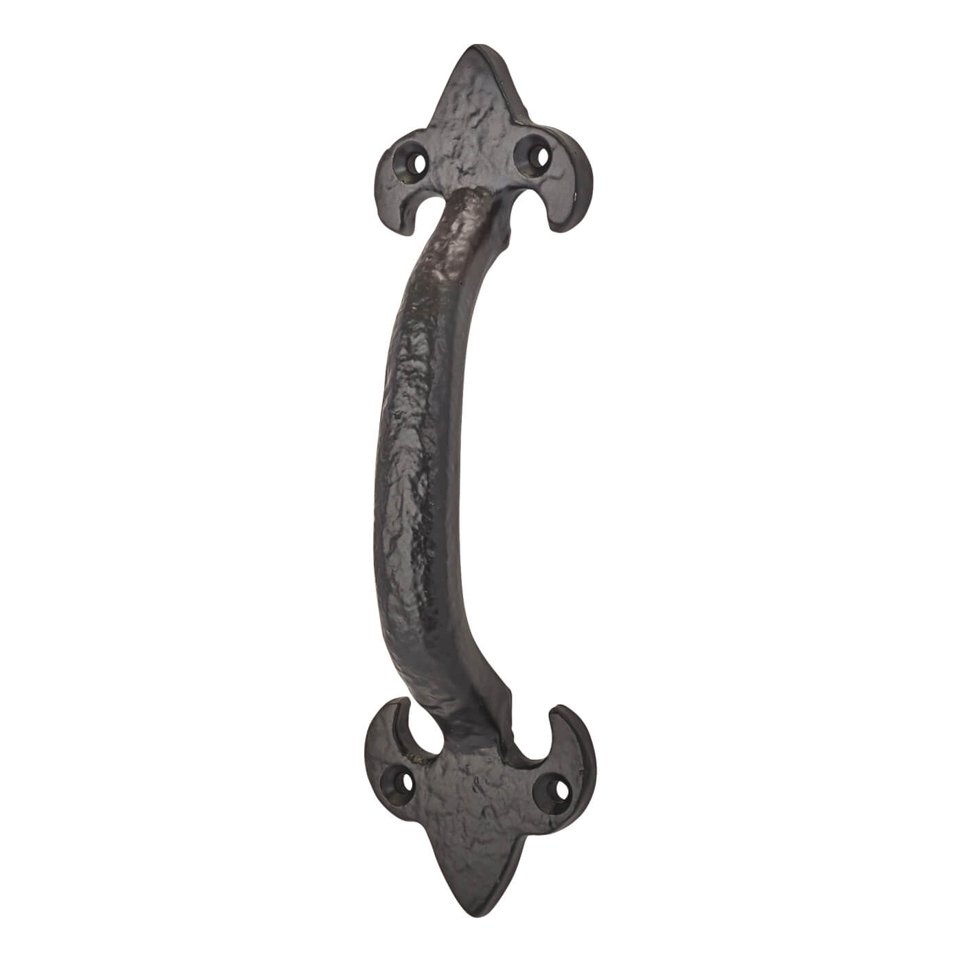 Antique Black Iron Fleur de Lys D-Bar Door Pull Handle - Screw Fix - 175 x 50mm - view 2