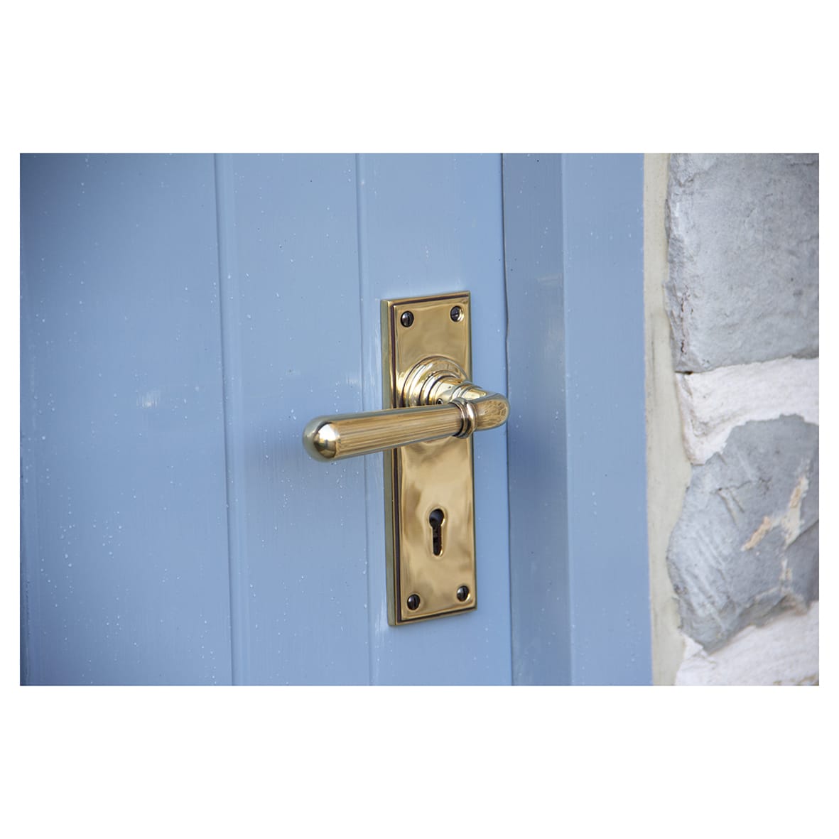 Aged Brass Keyhole Door Handles - Newbury Range - 152 x 50mm - view 2