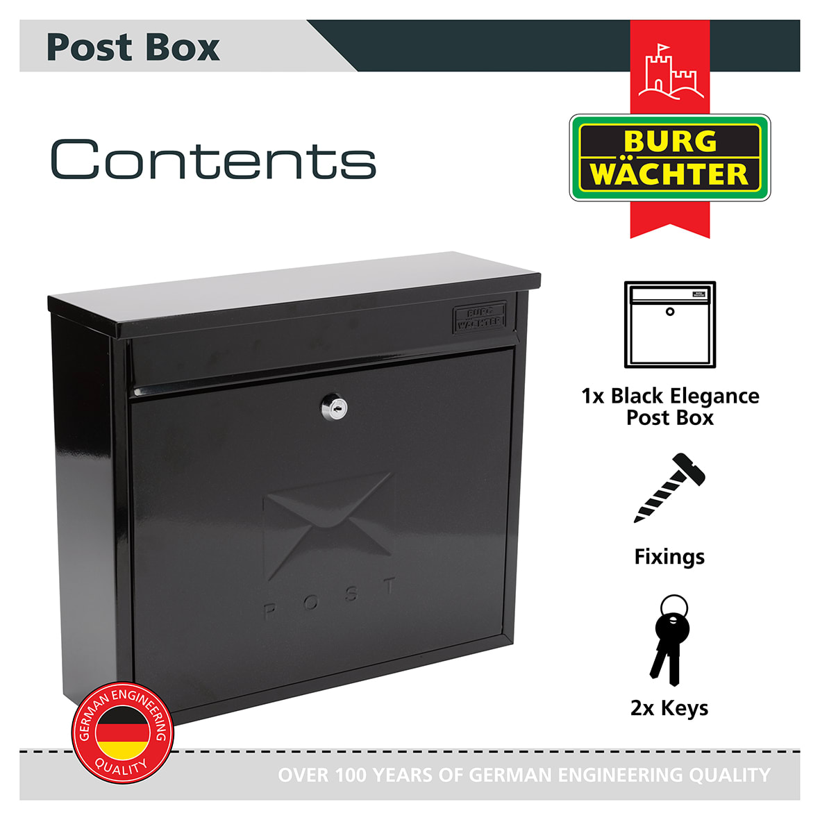 Elegance Mailbox - 362 x 310 112mm - Black - view 5