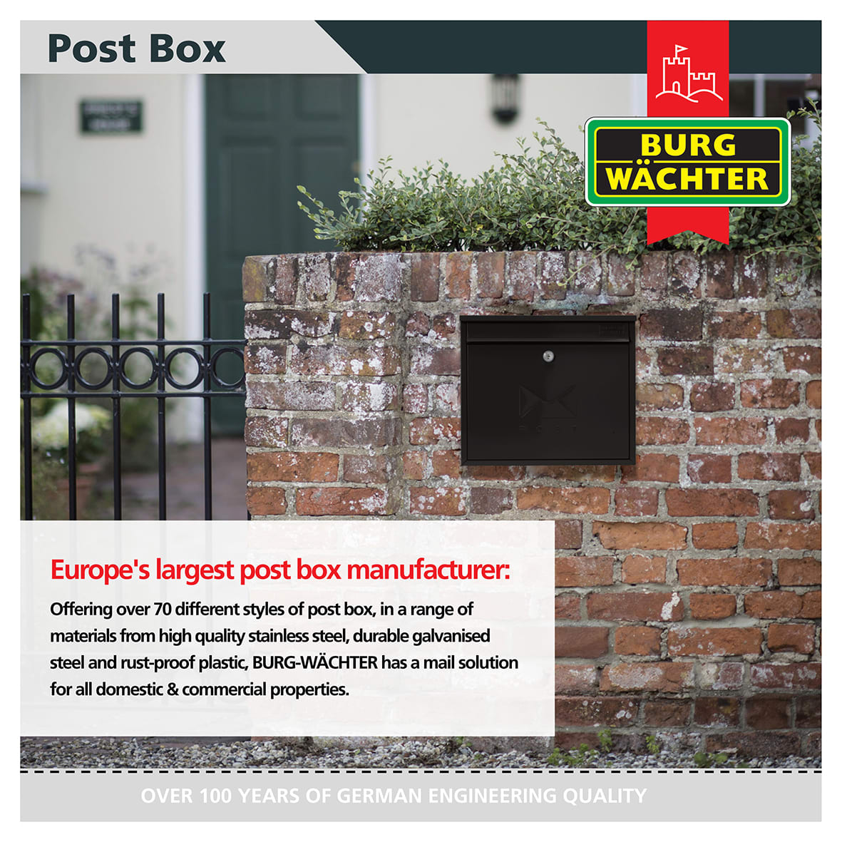 Elegance Mailbox - 362 x 310 112mm - Black - view 7