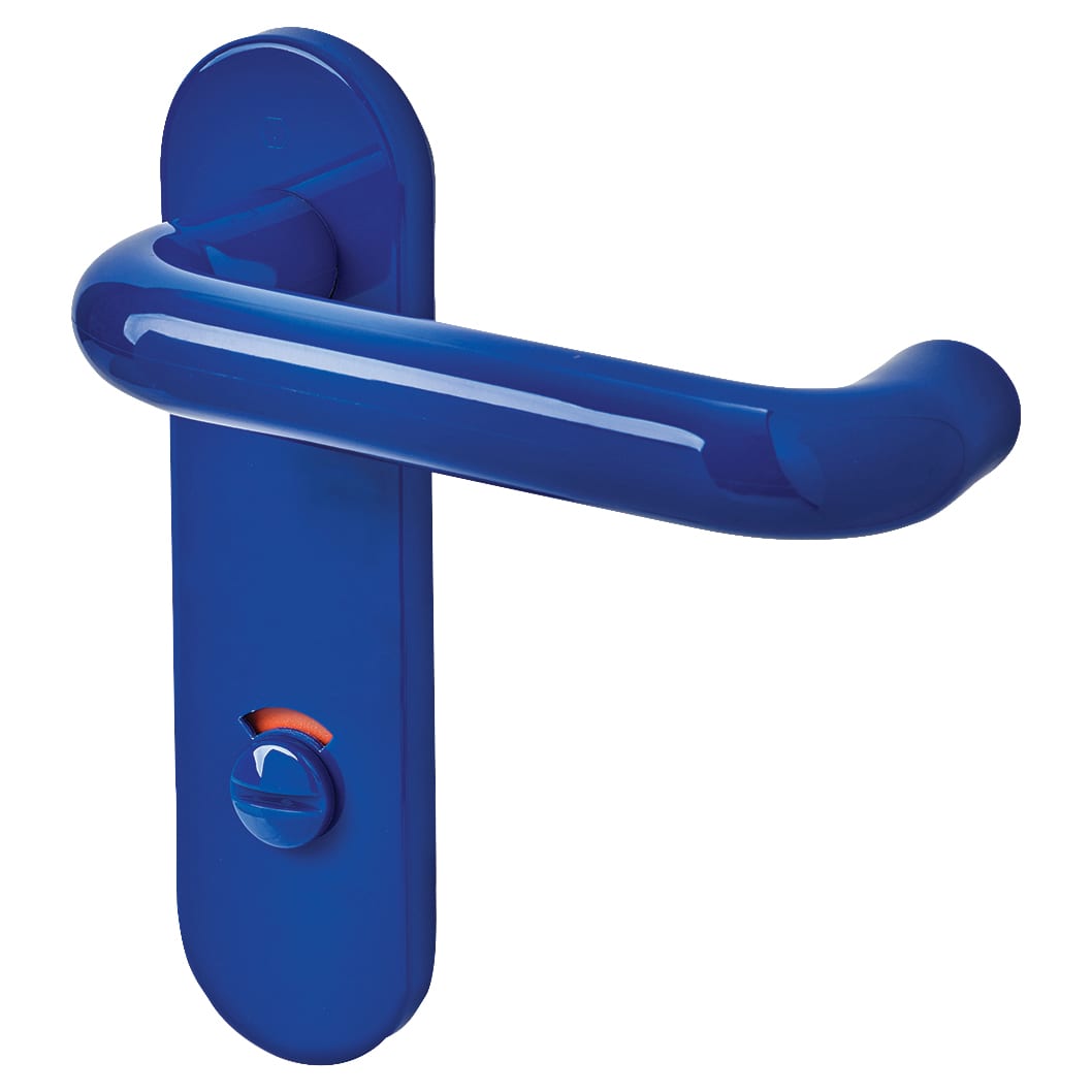 Cobalt Blue Nylon Steel Core Safety Bathroom Door Handles - 78mm c/c - Paris Range - view 3