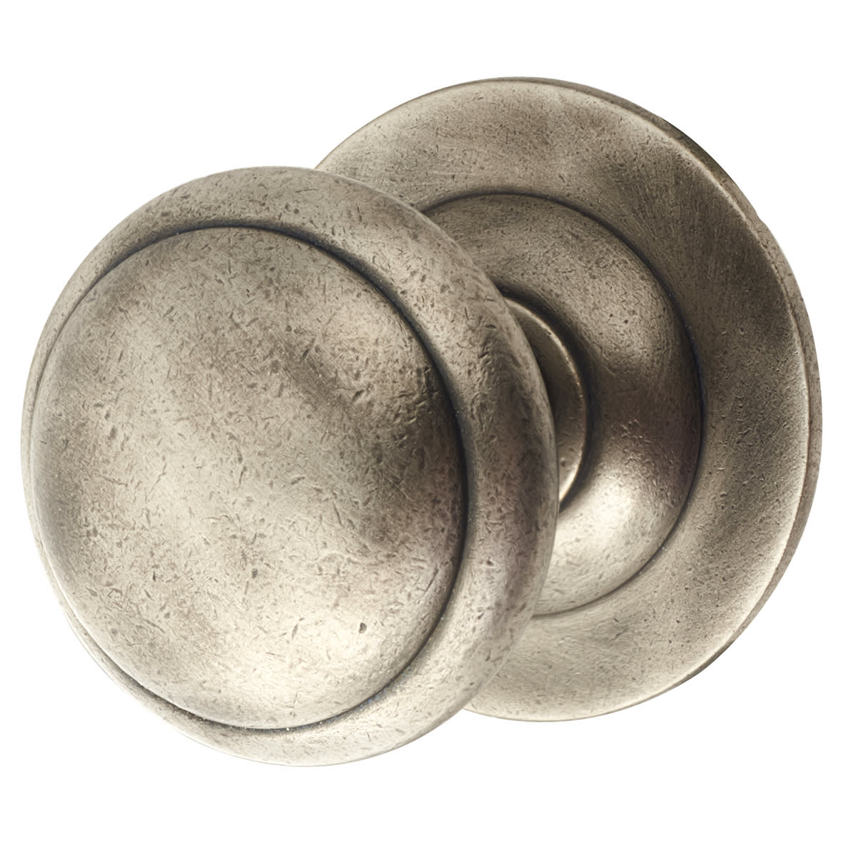 Antique Pewter Round Centre Door Knob - 85mm Rose Diameter - view 2